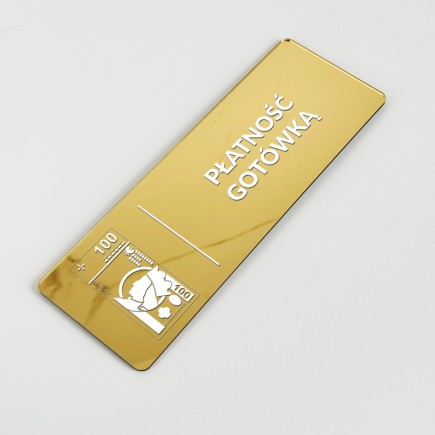 TABLICZKA INFORMACYJNA PŁATNOŚĆ GOTÓWKĄ LUSTRZANA