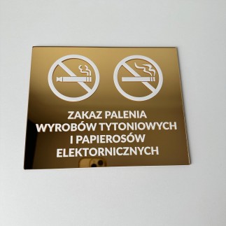 TABLICZKA INFORMACYJNA ZAKAZ PALENIA WYROBÓW TYTONIOWYCH I ELEKTRONICZNYCH v2 LUSTRZANA