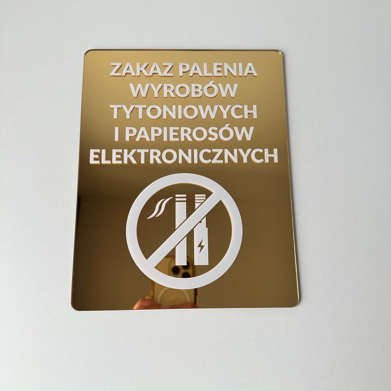 TABLICZKA INFORMACYJNA ZAKAZ PALENIA WYROBÓW TYTONIOWYCH I ELEKTRONICZNYCH LUSTRZANA