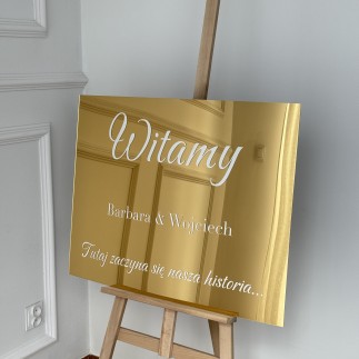 LUSTRZANA TABLICA POWITALNA NA WESELE 80 × 60 cm