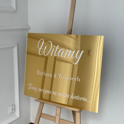 LUSTRZANA TABLICA POWITALNA NA WESELE 80 × 60 cm