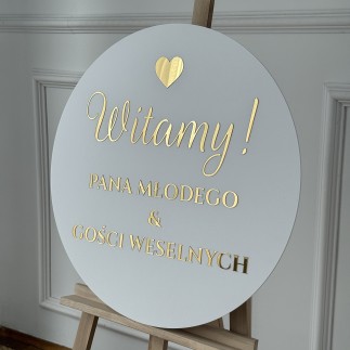 OKRĄGŁA TABLICA POWITALNA NA WESELE 60 cm