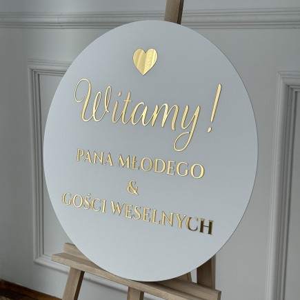 OKRĄGŁA TABLICA POWITALNA NA WESELE 60 cm