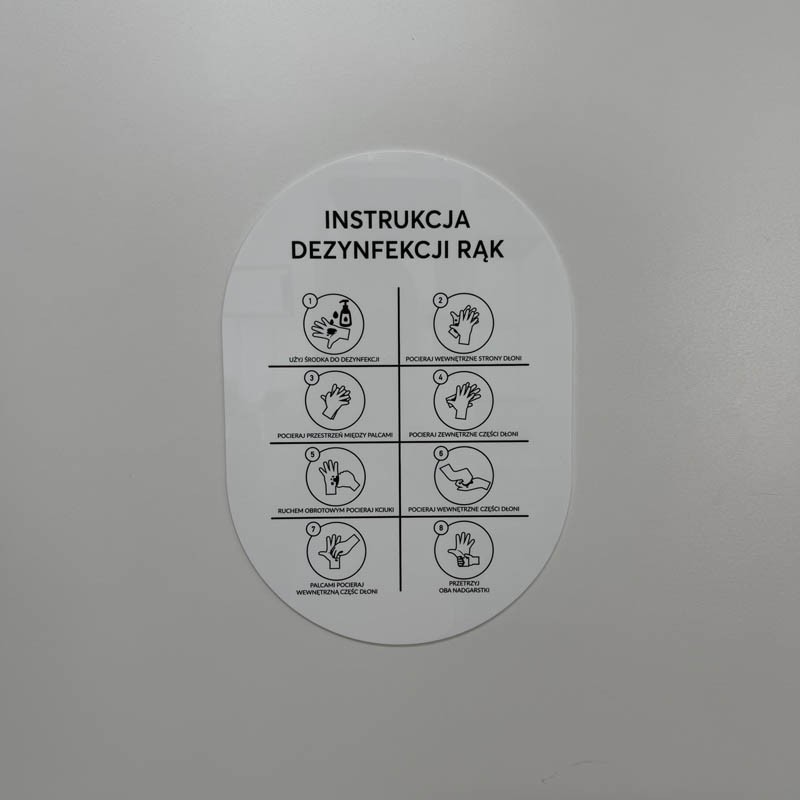TABLICZKA INFORMACYJNA INSTRUKCJA DEZYNFEKCJI RĄK OWAL