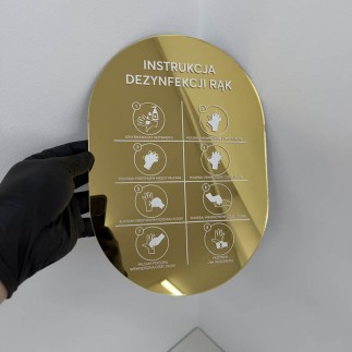 TABLICZKA INFORMACYJNA LUSTRZANA INSTRUKCJA DEZYNFEKCJI RĄK OWAL