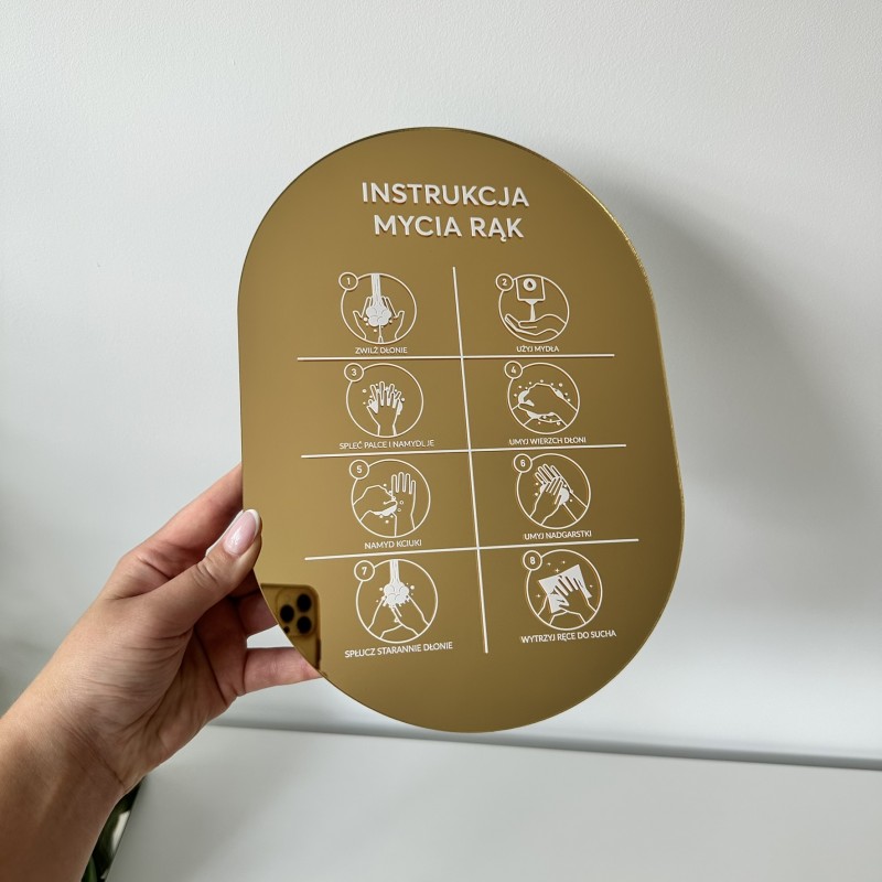 TABLICZKA INFORMACYJNA LUSTRZANA JAK SKUTECZNIE MYĆ RĘCE OWAL