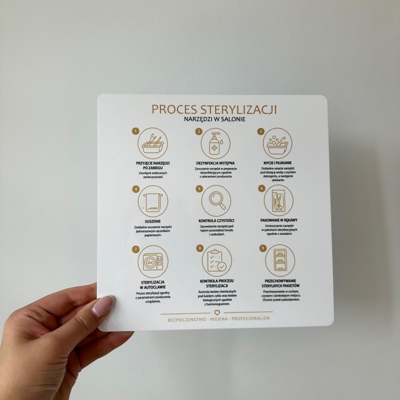 TABLICZKA INFORMACYJNA PROCES STERYLIZACJI NARZĘDZI