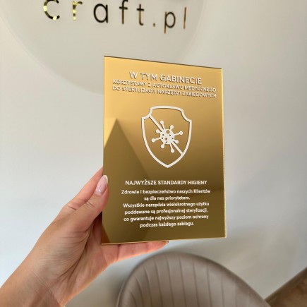 Tabliczka informacyjna – Sterylizacja narzędzi v2 lustrzana