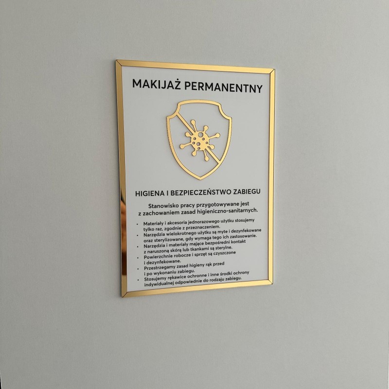 Tabliczka informacyjna – Sterylizacja narzędzi - Makijaż permanentny