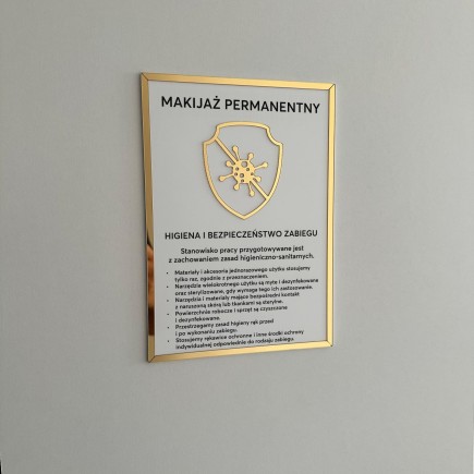 Tabliczka informacyjna – Sterylizacja narzędzi - Makijaż permanentny