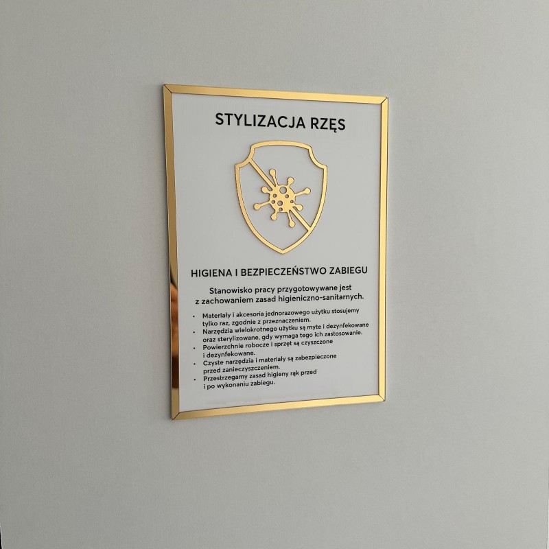 Tabliczka informacyjna – Sterylizacja narzędzi - Stylizacja rzęs Tabliczka informacyjna – Sterylizacja narzędzi - Stylizacja rzęs
