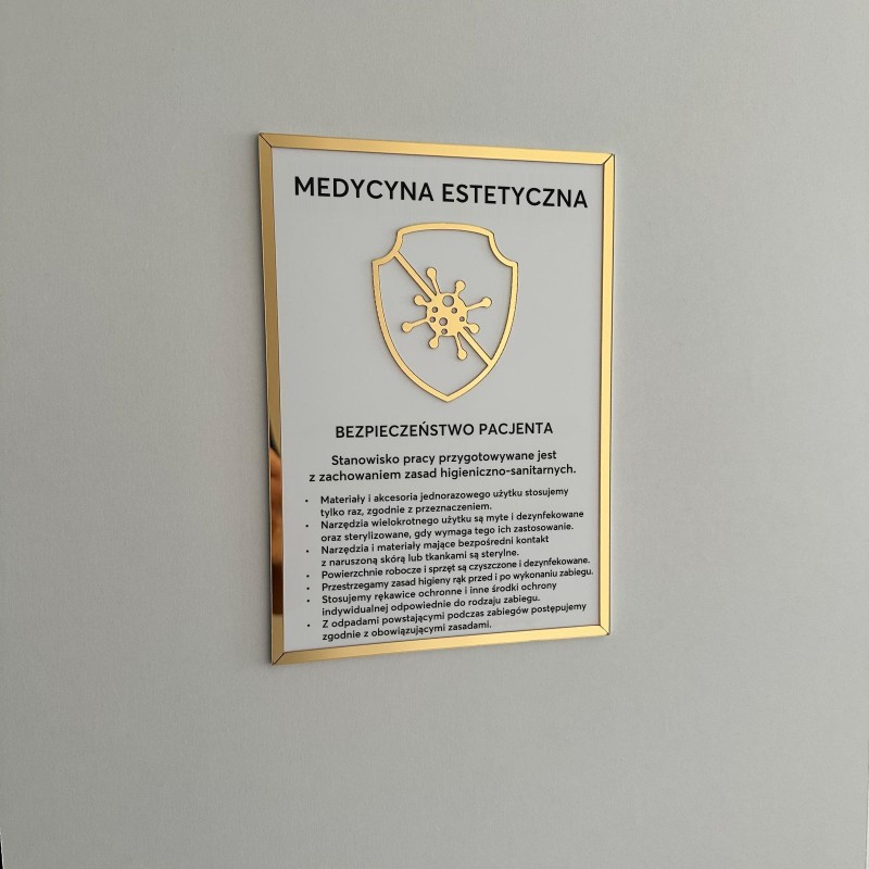 Tabliczka informacyjna – Sterylizacja narzędzi - Medycyna estetyczna Tabliczka informacyjna – Sterylizacja narzędzi - Medycyna estetyczna