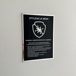 Tabliczka informacyjna – Stylizacja brwi, na taśmę 3M VHB, czarno-srebrna