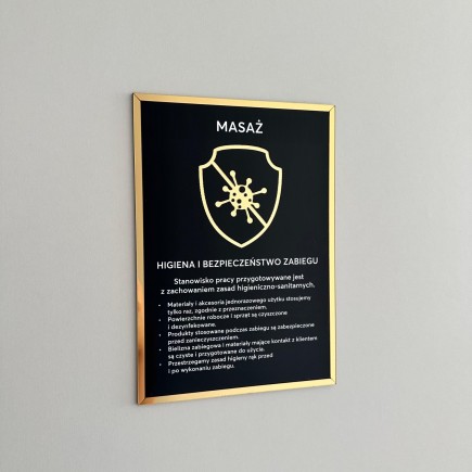 Tabliczka informacyjna – Sterylizacja narzędzi - Masaż