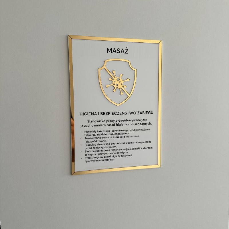 Tabliczka informacyjna – Sterylizacja narzędzi - Masaż
