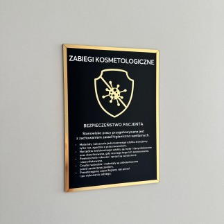 Tabliczka informacyjna – Sterylizacja narzędzi - Zabiegi kosmetologiczne