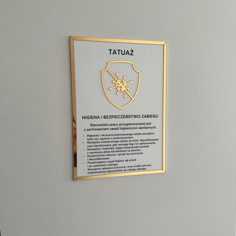 Tabliczka informacyjna – Sterylizacja narzędzi - Tatuaż