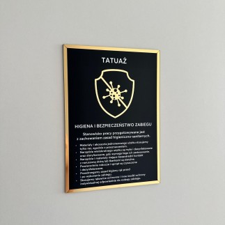 Tabliczka informacyjna – Sterylizacja narzędzi - Tatuaż