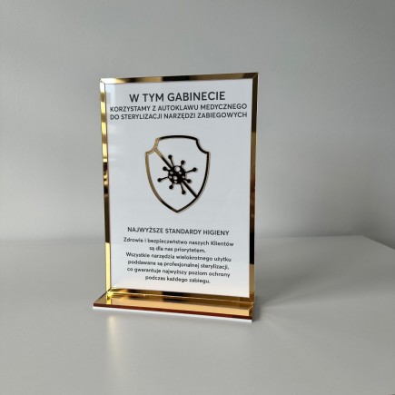 Tabliczka informacyjna – Sterylizacja narzędzi v2 - z podstawką
