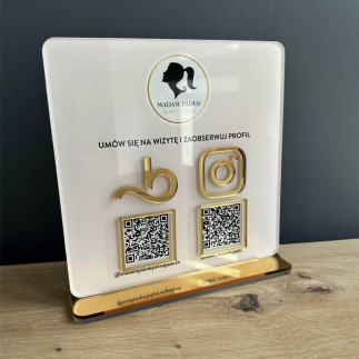 tabliczka qr z 2 kodami 21x21 cm z logo firmy