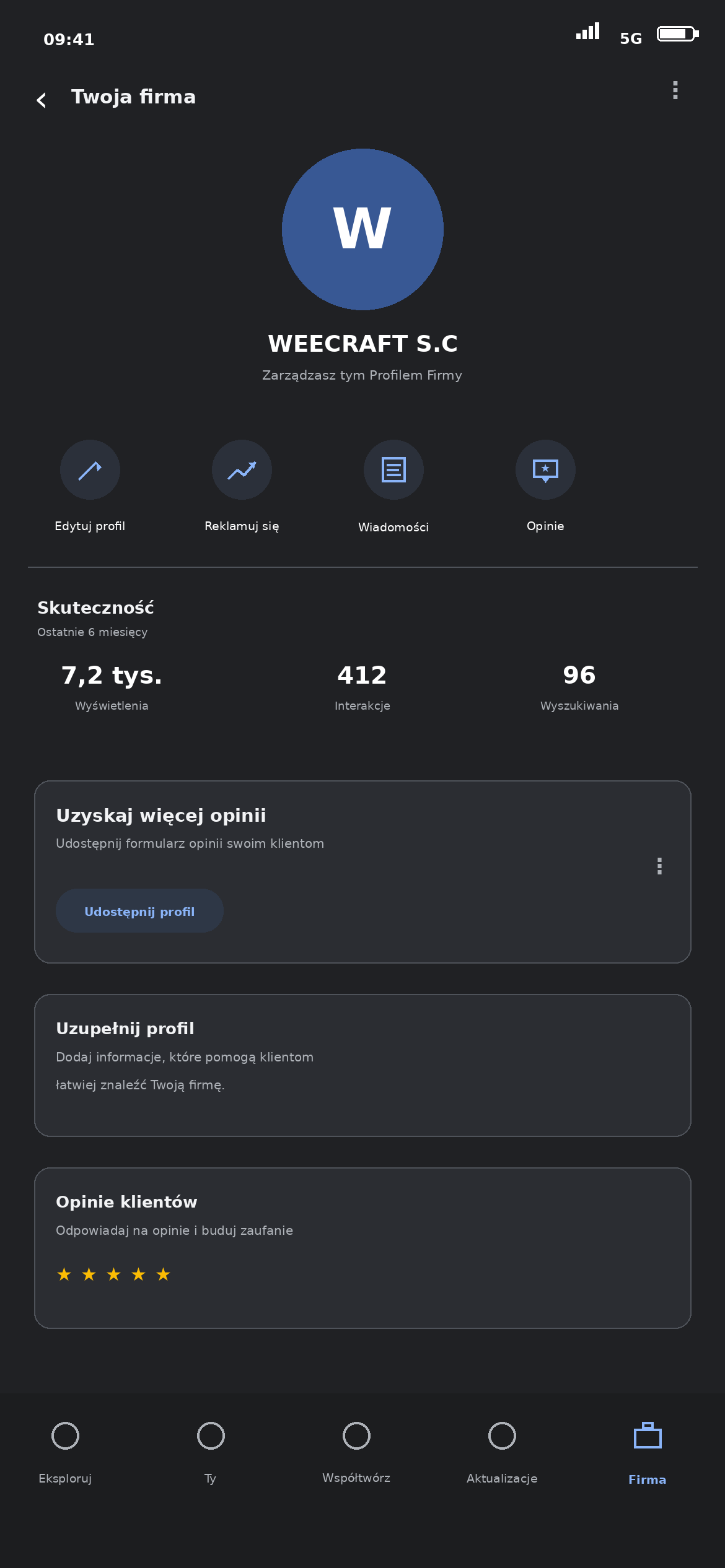 Profil Firmy w Mapach Google – karta Uzyskaj więcej opinii